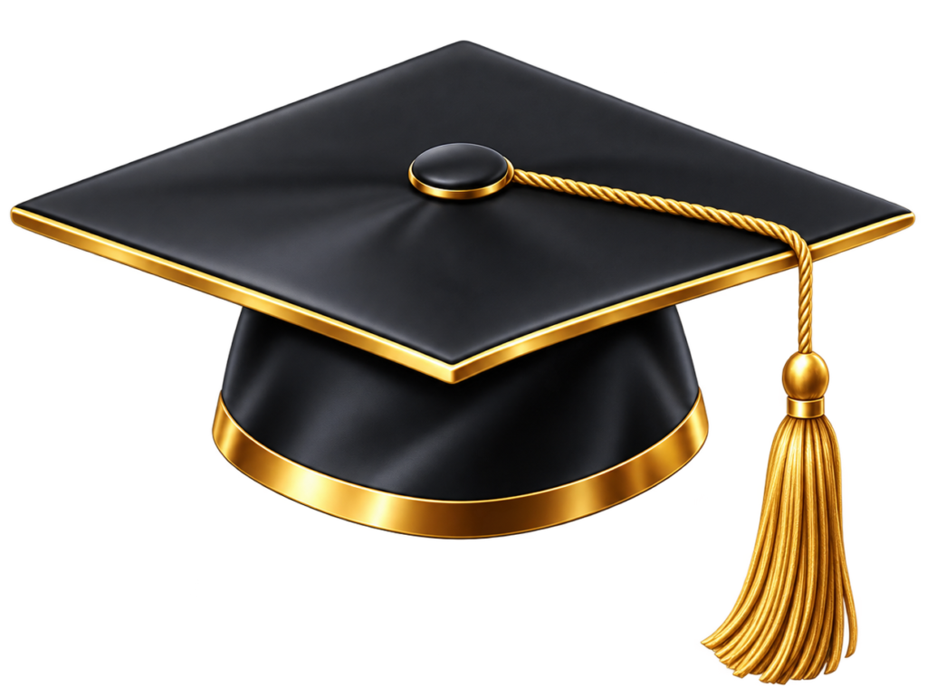 Illustration of a graduation cap representing therapy for students, exam stress and student counselling